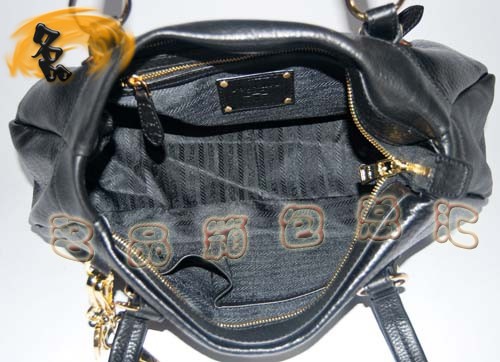 80040 Prada新款高檔牛皮女包 Prada單肩包 Prada手提 手挽包 黑色