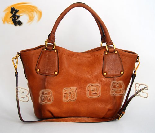 80057 正品品質 Prada新款全皮斜挎包 普拉達手提包 Prada女包 淺啡色