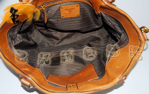 80057 正品品質 Prada新款全皮斜挎包 普拉達手提包 Prada女包 淺啡色