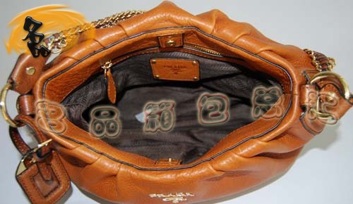 80060 正品品質(zhì) Prada單肩包 普拉達(dá) Prada淺啡色高檔牛皮休閑女包