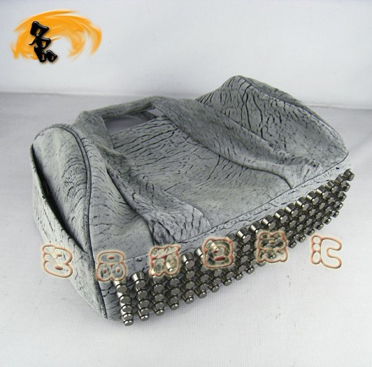 63460 熱賣新款明星酷炫 Aslexander Wang/亞利山大王 柳釘手提包 灰色