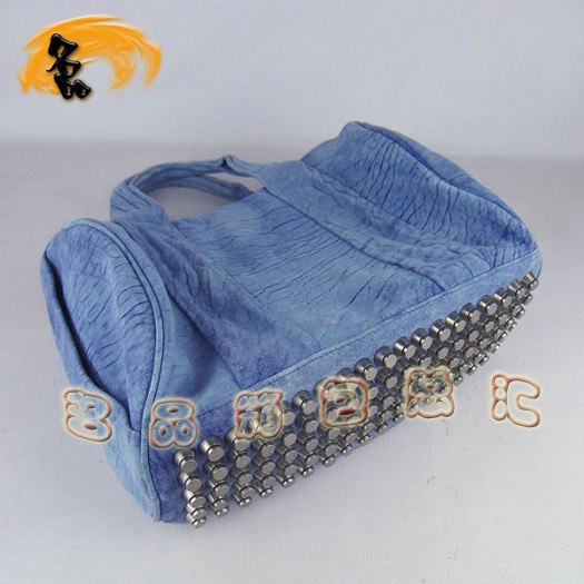 63460 熱賣新款明星酷炫 Alexander Wang/亞利山大王 鉚釘手提包 藍色