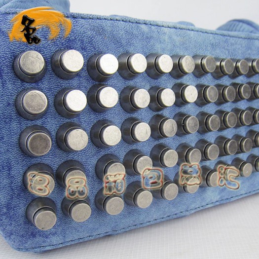 63460 熱賣新款明星酷炫 Alexander Wang/亞利山大王 鉚釘手提包 藍色