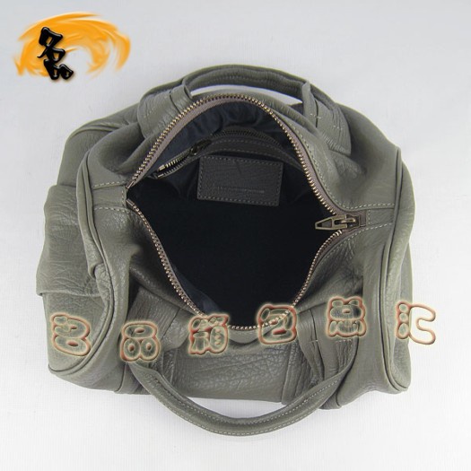 63460 熱賣新款明星酷炫 Alexander Wang/亞利山大王 鉚釘手提包 銀灰色