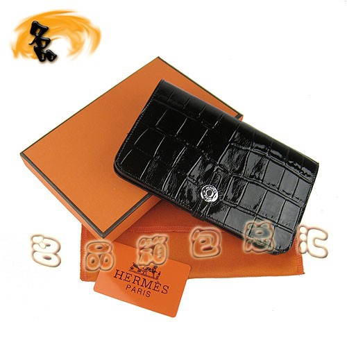 H001 Hermes最新款 鱷魚(yú)紋時(shí)尚女士錢夾 愛(ài)馬仕長(zhǎng)款錢包 Hermes錢包 黑色