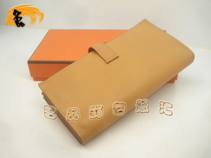 愛馬仕 Hermes最新款 原版皮女士長款錢夾 十字紋女包 Hermes錢包 土黃色