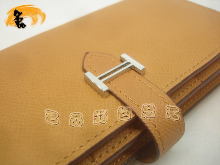 愛馬仕 Hermes最新款 原版皮女士長款錢夾 十字紋女包 Hermes錢包 土黃色