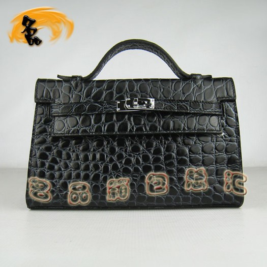 H008 愛(ài)馬仕最新款 石頭紋 Kelly系列 Hermes手提包 Hermes女包 黑色