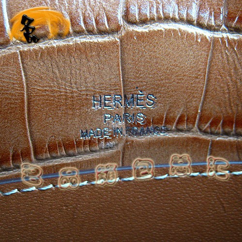 H008 Hermes最新款 鱷魚紋時(shí)尚休閑女包 Hermes Kelly 凱莉包 手提包 淺啡色