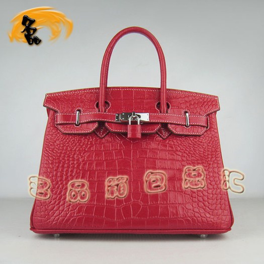 6088 Hermes手提包 鱷魚紋時尚女包 Hermes Birkin 鉑金包 Hermes女包 銀扣