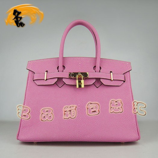 6088 Hermes Birkin 30 鉑金包 珍珠紋皮 Hermes手提包 愛馬仕女包 粉色