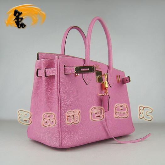 6088 Hermes Birkin 30 鉑金包 珍珠紋皮 Hermes手提包 愛馬仕女包 粉色