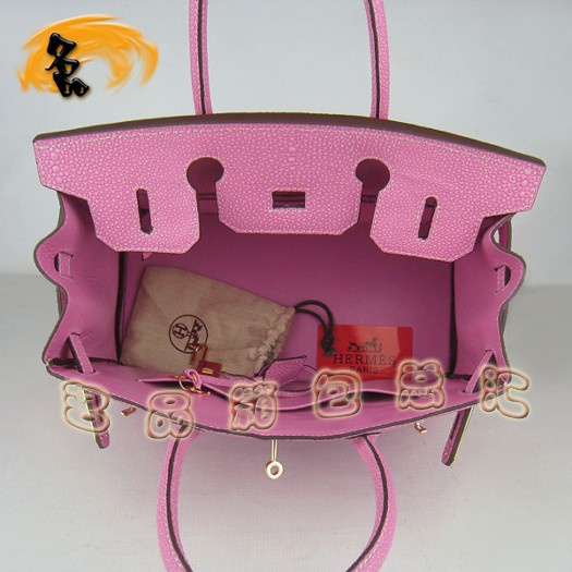 6088 Hermes Birkin 30 鉑金包 珍珠紋皮 Hermes手提包 愛馬仕女包 粉色