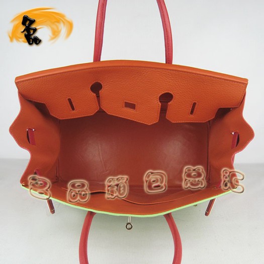 6089 Hermes Birkin 鉑金包 35 Hermes荔枝紋綠紅橙三色 手提包 金扣