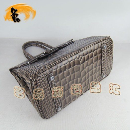 6089 Hermes Birkin 鉑金包 35cm 鱷魚紋女包 Hermes手提包 卡其色銀扣