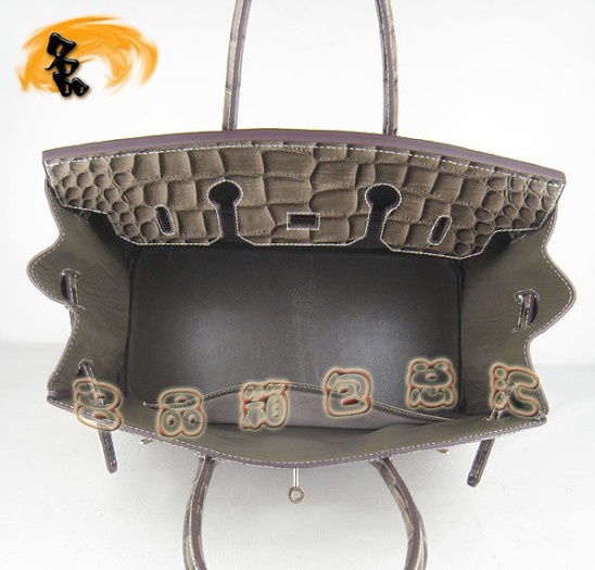 6089 Hermes Birkin 鉑金包 35cm 鱷魚紋女包 Hermes手提包 卡其色金扣