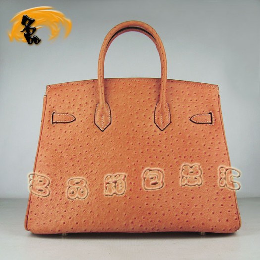 6089 愛(ài)馬仕新款鴕鳥(niǎo)紋女包 Hermes Birkin 鉑金包 Hermes手提包 橙色金扣
