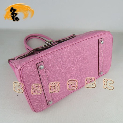 6089 Hermes Birkin 鉑金包 35 珍珠紋女包 Hermes手提包 粉紅色銀扣