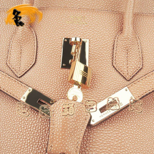 6089 Hermes 35 Birkin 珍珠紋女包 Hermes手提包 Birkin 鉑金包 杏色金扣