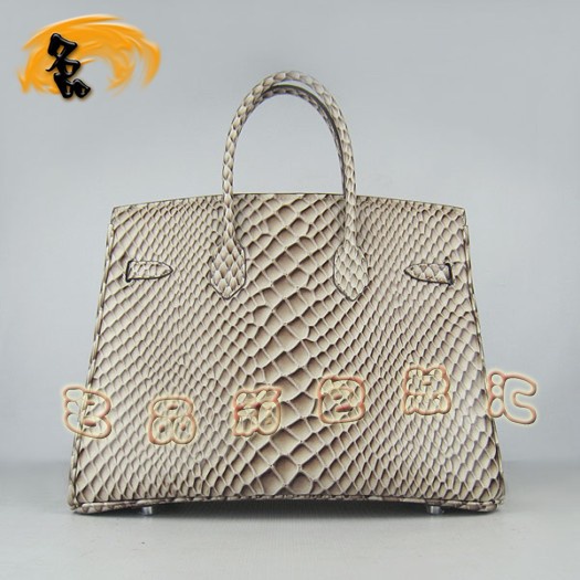 6089 Hermes新款魚紋女士手提包 Hermes Birkin 鉑金包 35 Birkin 灰色銀扣