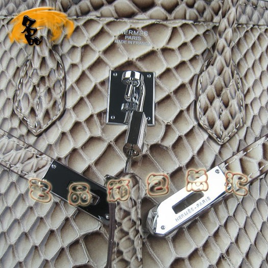 6089 Hermes新款魚紋女士手提包 Hermes Birkin 鉑金包 35 Birkin 灰色銀扣
