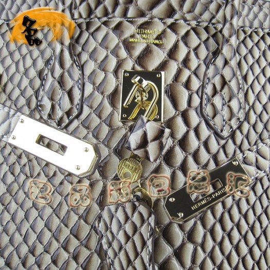 6089 Hermes新款魚紋女士手提包 Hermes Birkin 鉑金包 35 Birkin 淺啡色金扣