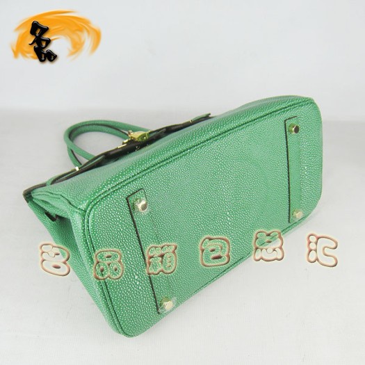6089 Hermes 新款 鉑金包35cm Birkin 珍珠紋女包 Hermes手提包 綠色金扣