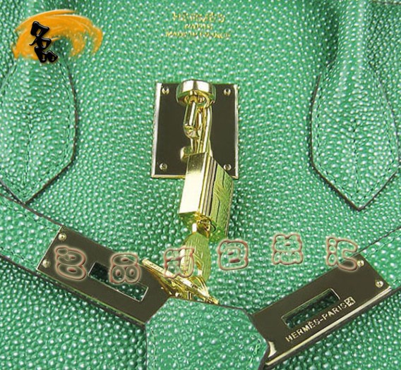 6089 Hermes 新款 鉑金包35cm Birkin 珍珠紋女包 Hermes手提包 綠色金扣