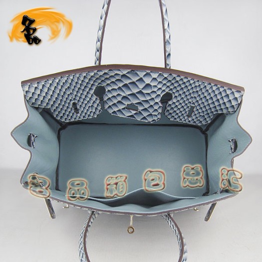 6089 Hermes新款魚紋女士手提包 Hermes Birkin 鉑金包 35 Birkin 藍色金扣