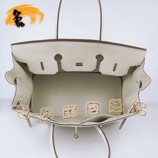 6089 Hermes新款 鉑金包35cm Birkin 珍珠紋女包 Hermes手提包 米白色金扣