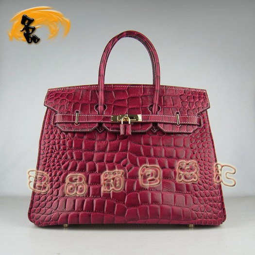 6089 Hermes 鱷魚紋手提包 Hermes女包 Hermes Birkin 鉑金包 大紅金扣(35)