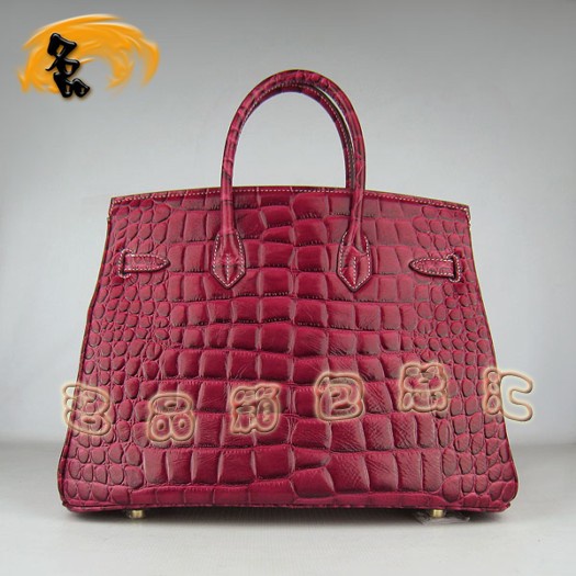 6089 Hermes 鱷魚紋手提包 Hermes女包 Hermes Birkin 鉑金包 大紅金扣(35)
