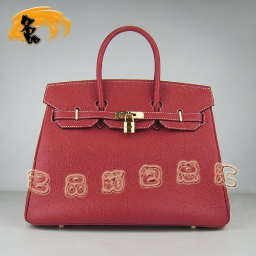 6089 Hermes 35 Birkin 牛頸紋手提包 Hermes女包 Hermes Birkin 鉑金包 紅色金扣
