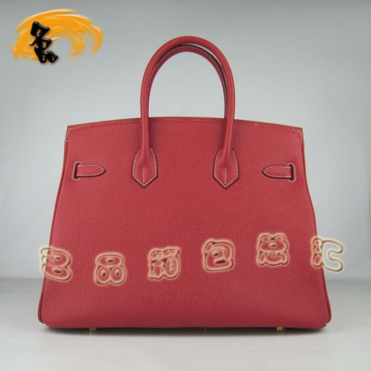 6089 Hermes 35 Birkin 牛頸紋手提包 Hermes女包 Hermes Birkin 鉑金包 紅色金扣