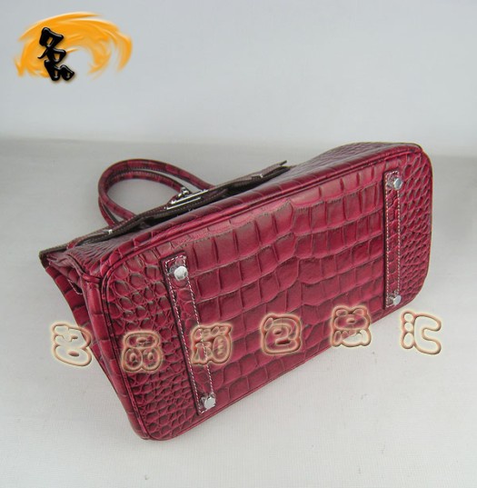 6089 Hermes 鱷魚紋手提包 Hermes女包 Hermes Birkin 鉑金包 大紅銀扣(35)