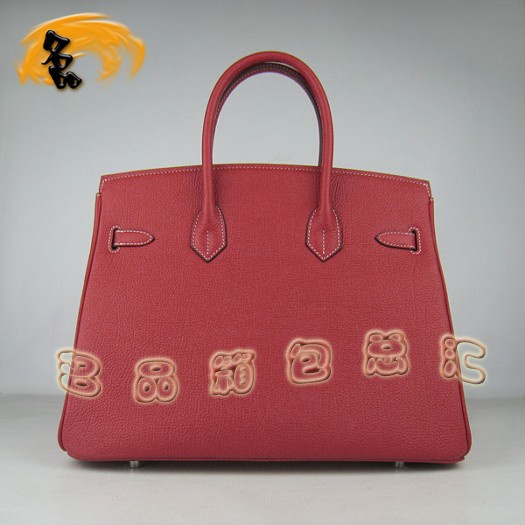6089 Hermes 35 Birkin 牛頸紋手提包 Hermes女包 Hermes Birkin 鉑金包 紅色銀扣