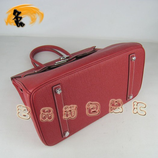 6089 Hermes 35 Birkin 牛頸紋手提包 Hermes女包 Hermes Birkin 鉑金包 紅色銀扣