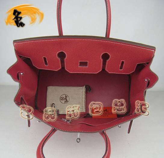 6089 Hermes 35 Birkin 牛頸紋手提包 Hermes女包 Hermes Birkin 鉑金包 紅色銀扣