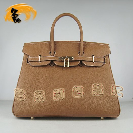 6089 Hermes 35 Birkin 牛頸紋手提包 Hermes女包 Hermes Birkin 鉑金包 啡色金扣