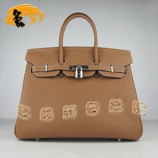 6089 Hermes 35 Birkin 牛頸紋手提包 Hermes女包 Hermes Birkin 鉑金包 啡色銀扣