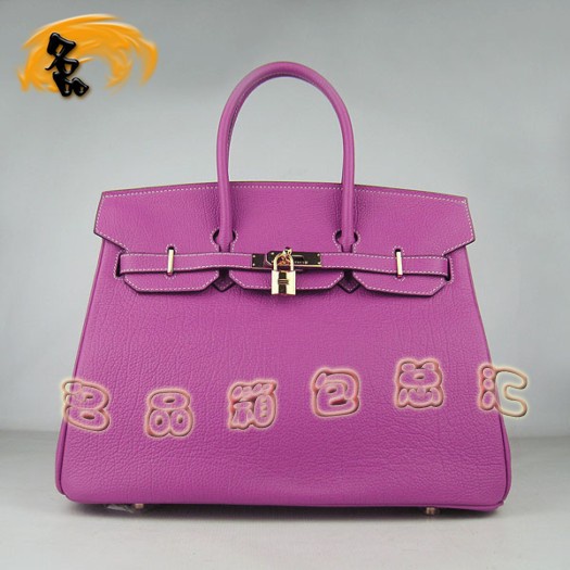 6089 Hermes 35 Birkin 牛頸紋手提包 Hermes女包 Hermes Birkin 鉑金包 桃紅色金扣