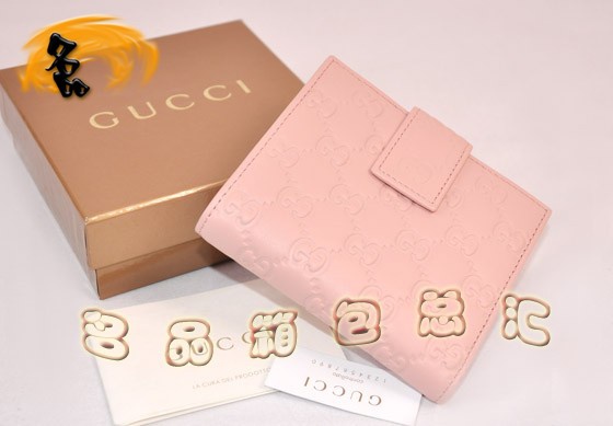 112664 GUCCI錢(qián)包 GUCCI最新款 全皮壓花短款錢(qián)包 GUCCI女士錢(qián)夾 粉紅色