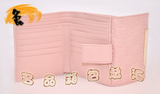 112664 GUCCI錢(qián)包 GUCCI最新款 全皮壓花短款錢(qián)包 GUCCI女士錢(qián)夾 粉紅色