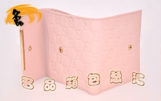 112664 GUCCI錢(qián)包 GUCCI最新款 全皮壓花短款錢(qián)包 GUCCI女士錢(qián)夾 粉紅色