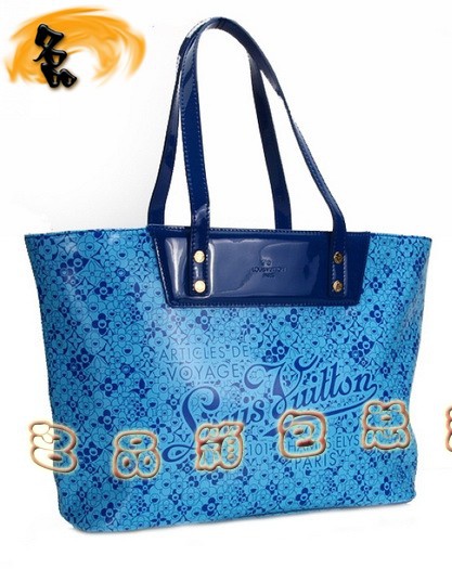 M93161 LV最新款沙灘包 LV亮皮女包 LV單肩包 LV女包 村上隆設(shè)計(jì) 藍(lán)色