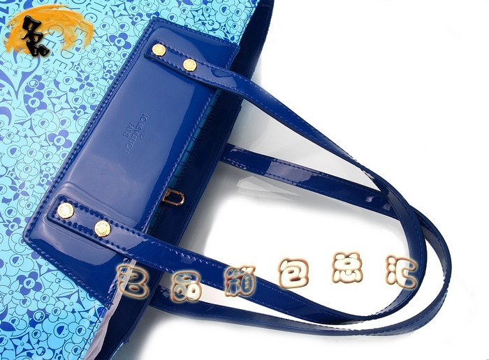M93161 LV最新款沙灘包 LV亮皮女包 LV單肩包 LV女包 村上隆設(shè)計(jì) 藍(lán)色