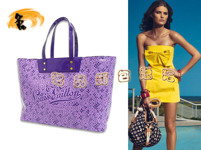 M93165 LV新款沙灘包 LV亮皮女包 LV單肩包 LV女包 1:1品質 紫色