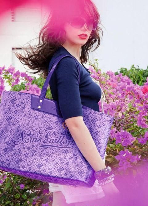 M93165 LV新款沙灘包 LV亮皮女包 LV單肩包 LV女包 1:1品質 紫色
