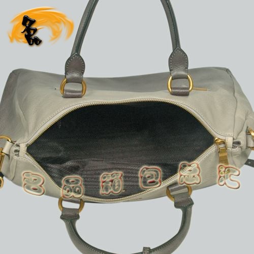 8589 Prada最新款時尚休閑女包 普拉達經典手提包 Prada斜挎包 黑配灰色