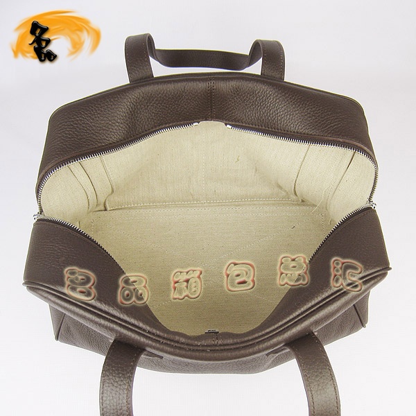 H2802 Hermes進(jìn)口牛皮荔枝紋女包 Hermes單肩包 愛馬仕手提包 配有絲巾 深啡色